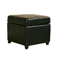 Baxton Studio Full Leather Ottoman Black 0380-023-black